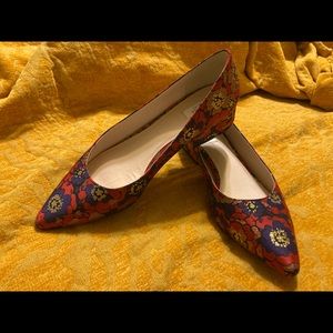 Cole Haan flats navy red brocade 8